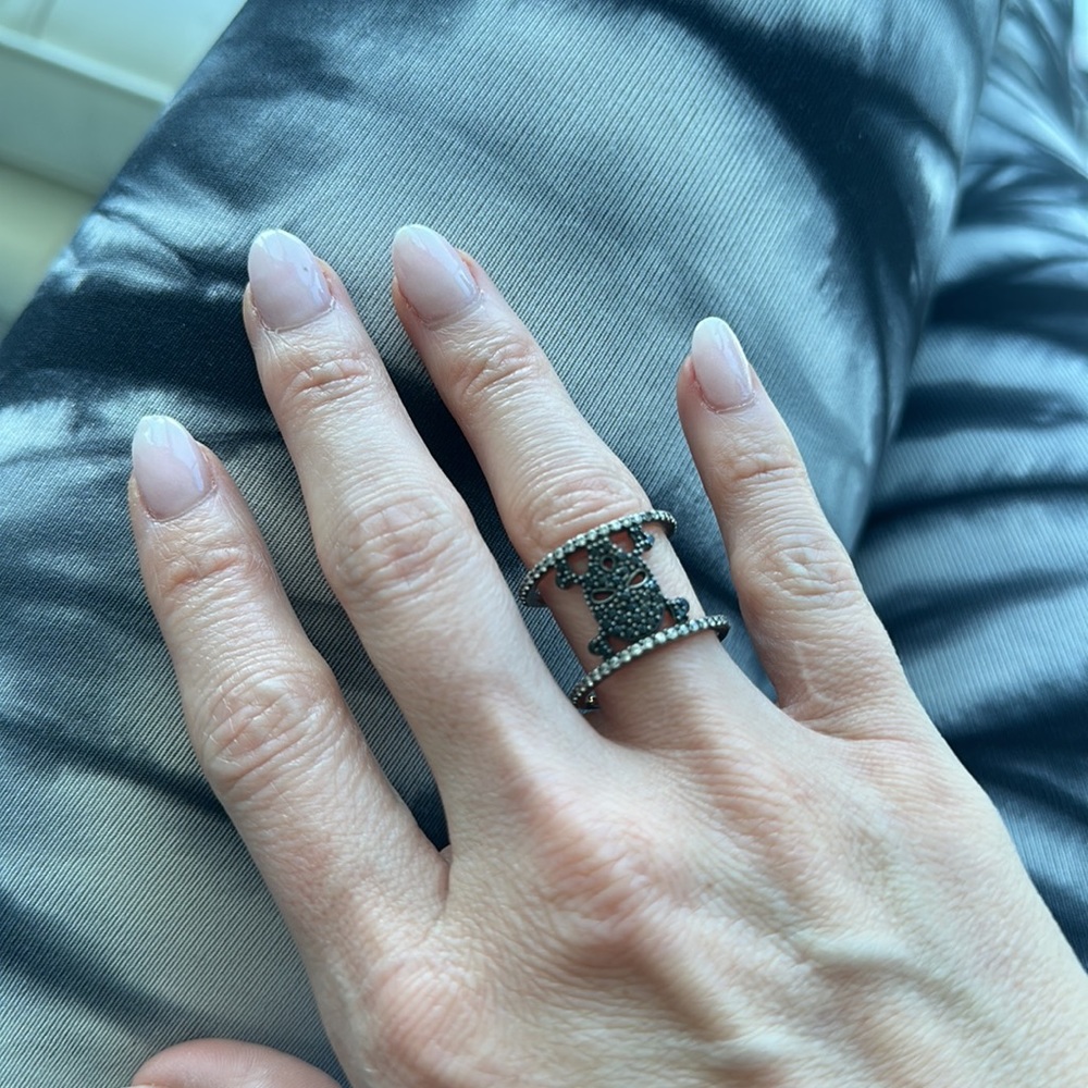Skull Rose Gold Ring with black zirconia